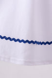 White flag smocked ruffle dress