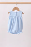 Blue god bless America flag french knot ruffle bubble