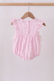 Pink bow smocked ruffle bubble