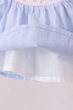 Blue bow smocked bloomer set