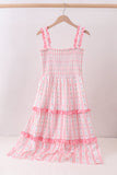 Blush floral smocked tiered dress