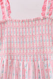 Blush floral smocked tiered dress