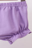 Purple rose bow smocked ruffle bloomer set