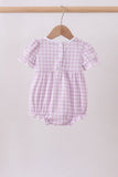 Purple floral embroidery gingham ruffle bubble
