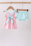 Pink sailboat embroidery bloomer set