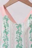 Green floral stripe pocket dress