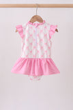 Pink bow ruffle one-piece swimsuit