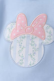Blue character applique ruffle shorts set