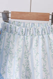 Blue character applique ruffle shorts set