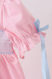 Pink carousel smocked ruffle dress