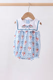 Blue strawberry bow embroidery bubble
