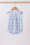 Blue strawberry bow embroidery bubble