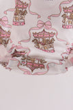 Pink carousel print ruffle bubble