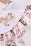 Pink carousel embroidery ruffle dress