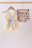 Khaki camper applique bow bloomer set