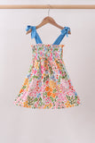 Summer floral print smocked mom&me dress