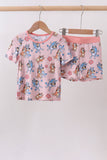 Pink character bamboo 2pc pajama set