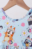 Blue character floral bamboo dress