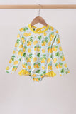 Lemon print ruffle rashguard