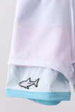 Colorblock fish embroidery swim trunks