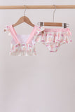 Pink bow castle ruffle 2pc swimsuit