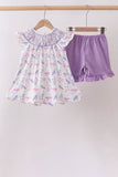 Purple Sea Turtle Smocked Set