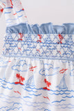 Blue Sailboat Smocked Bloomer Set