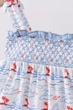 Blue Sailboat Smocked Set