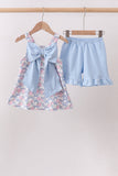 Blue Floral Bow Set