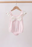 Pink Plaid Bow UPF Swim One-Piece
