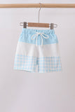 Blue Plaid UPF Swim Trunks