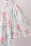Blue Hydrangea Bow Women Dress