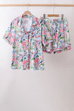 Pink Floral Bamboo Pajamas Women Set