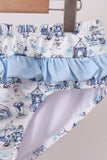 Blue Beach Smocked UPF Women Swim Set