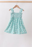 Sage Floral Smocked Dress