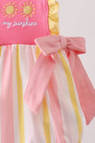 You're my sunshine Stripe Embroidered Bow Bubble