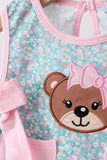 Green Bear Floral Applique Bloomer Set