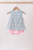 Green Bear Floral Applique Bubble