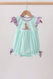 Mint Puppy Plaid Embroidered Bubble