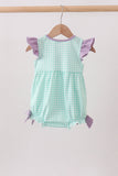 Mint Puppy Plaid Embroidered Bubble