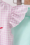 Purple Ice Cream Plaid Embroidered Set