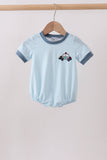 Blue Police Car Stripe Embroidered Bubble