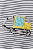 Black Excavator Stripe Embroidered Set
