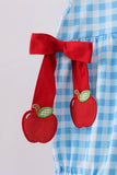 Blue Apple Appliqué Gingham Bubble