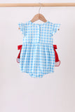 Blue Apple Appliqué Gingham Bubble