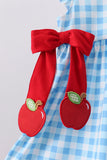 Blue Apple Appliqué Gingham Ruffle Set