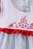 Blue Embroidered Swiss Dot Bloomer Set