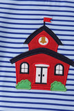 Blue Stripe Schoolhouse Appliqué Set