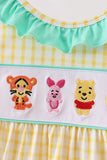 Mustard Honey Bear Embroidered Dress