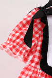 Red Character Plaid Embroidered Bloomer Set